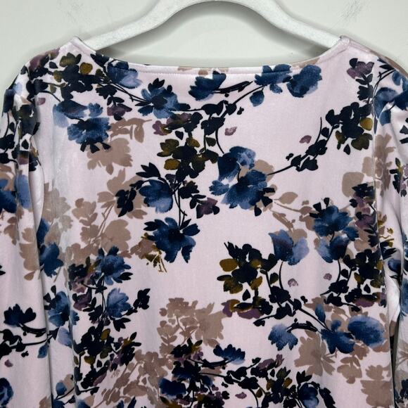 J. Jill Pure Jill Velour Tunic Top Size S Floral Print Long Sleeve Hip Pocket - Picture 7 of 9
